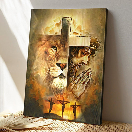 Bible Verse Wall Art Canvas - Christian Canvas Art - Jesus And Lion Canvas Poster - Ciaocustom