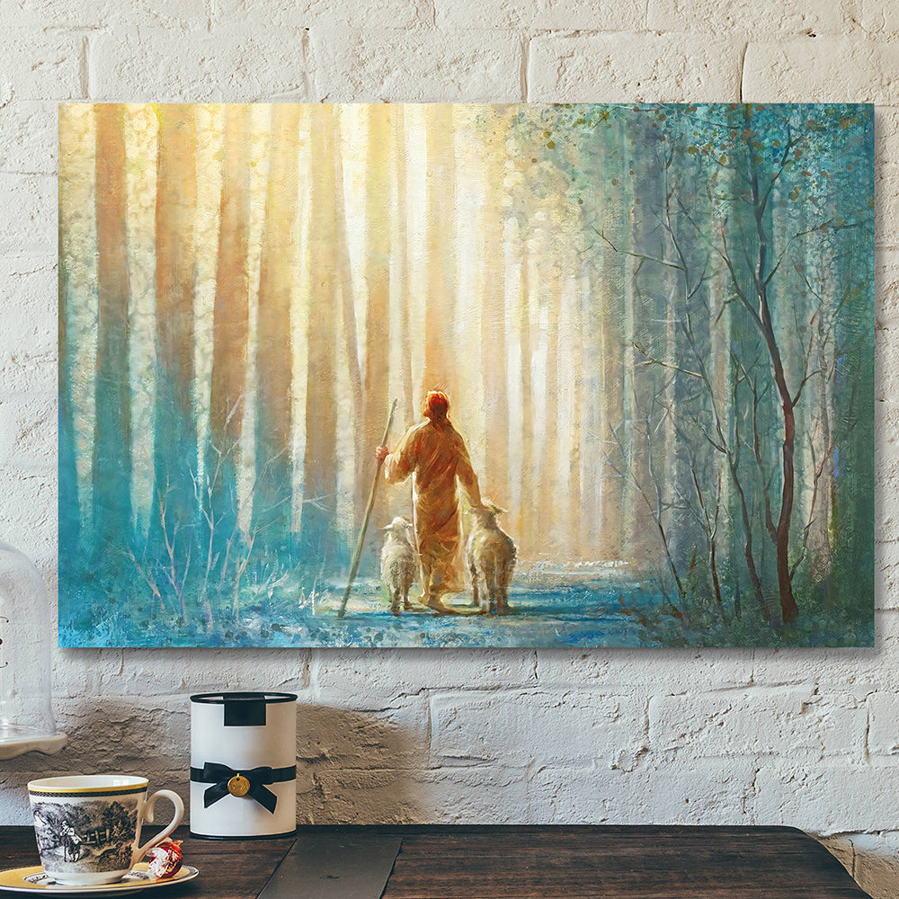 The Lord Is My Shepherd Canvas Painting - Christian Canvas Wall Art - Jesus Christ He Leads Me Canvas Poster - Ciaocustom