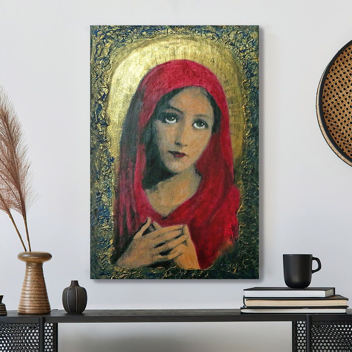 Virgin Mary Canvas - Virgin Mary Painting - Vintage Art - Mother Mary Canvas - Ciaocustom