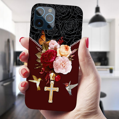 Cross And Flower - Christian Phone Case - Religious Phone Case - Faith Phone Case - Ciaocustom