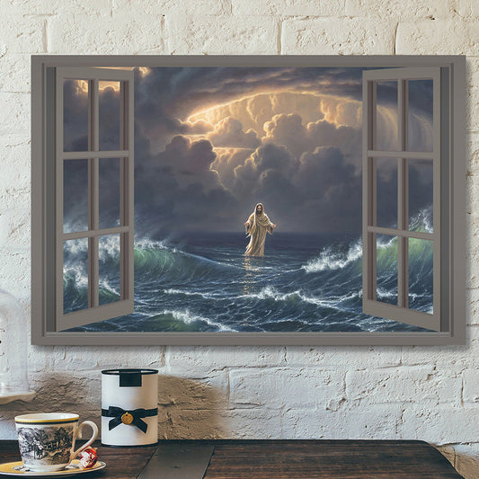 Christian Canvas Wall Art - Bible Verse Canvas Painting - Jesus Walks On Water Canvas Poster - Ciaocustom
