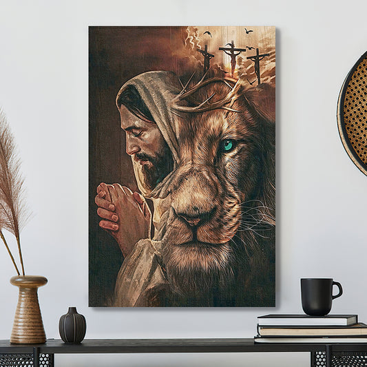 Scripture Canvas Wall Art - Scripture Canvas - Christian Canvas Art - Jesus Lion Cross Eyes Canvas Poster - God Canvas - Ciaocustom