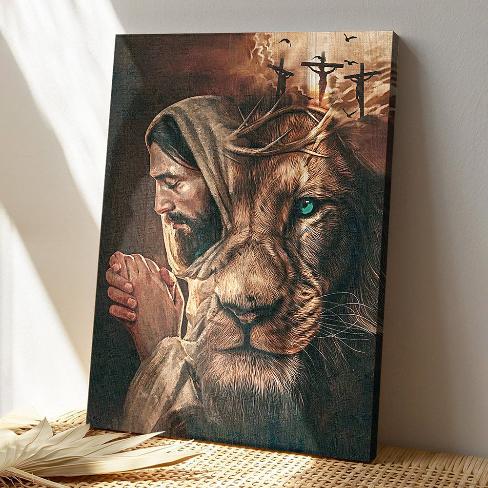 Scripture Canvas Wall Art - Scripture Canvas - Christian Canvas Art - Jesus Lion Cross Eyes Canvas Poster - Ciaocustom
