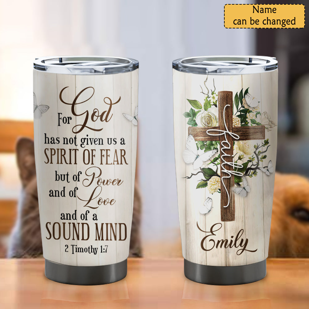 Faith And Cross - For God - Personalized Tumbler - Stainless Steel Tumbler - 20oz Vagabond Tumbler - Tumbler For Cold Drinks - Ciaocustom