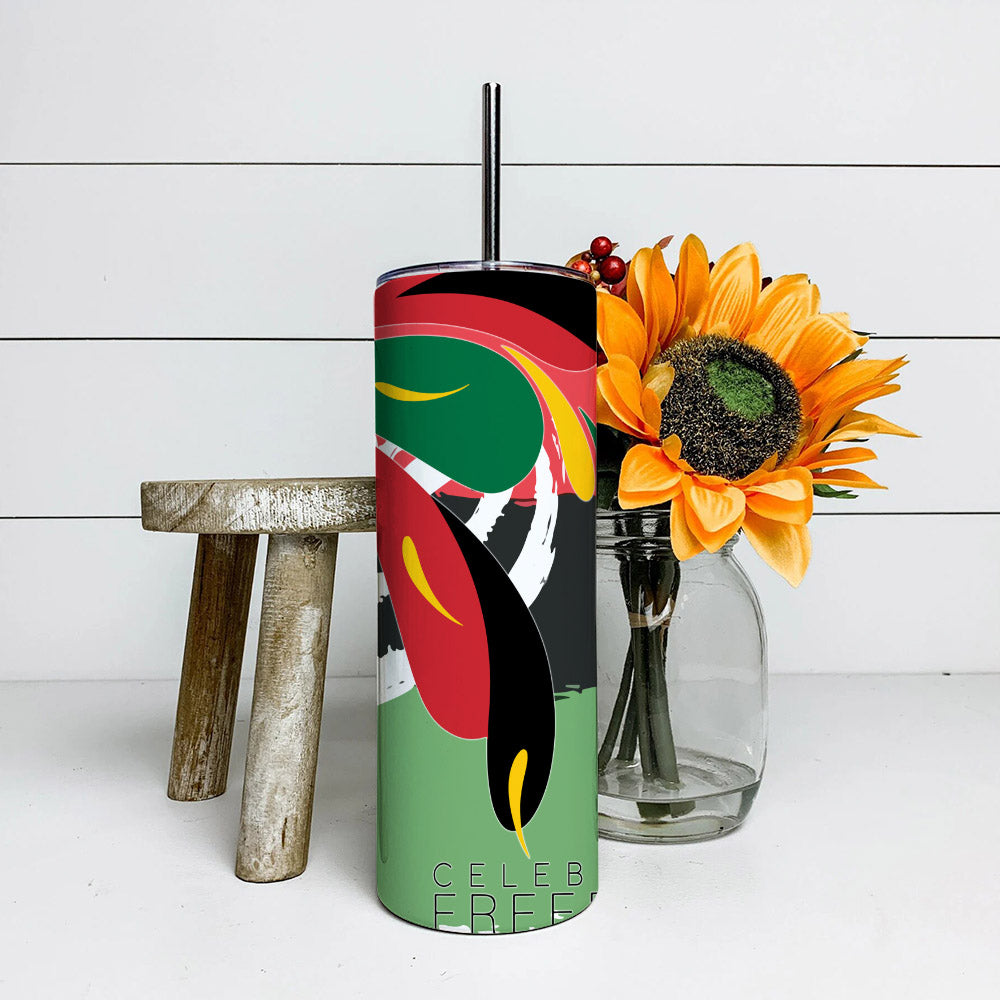 Celebrate Freedom Happy Junteenth - Juneteenth Tumbler - Stainless Steel Tumbler - 20 oz Skinny Tumbler - Tumbler For Cold Drinks - Ciaocustom