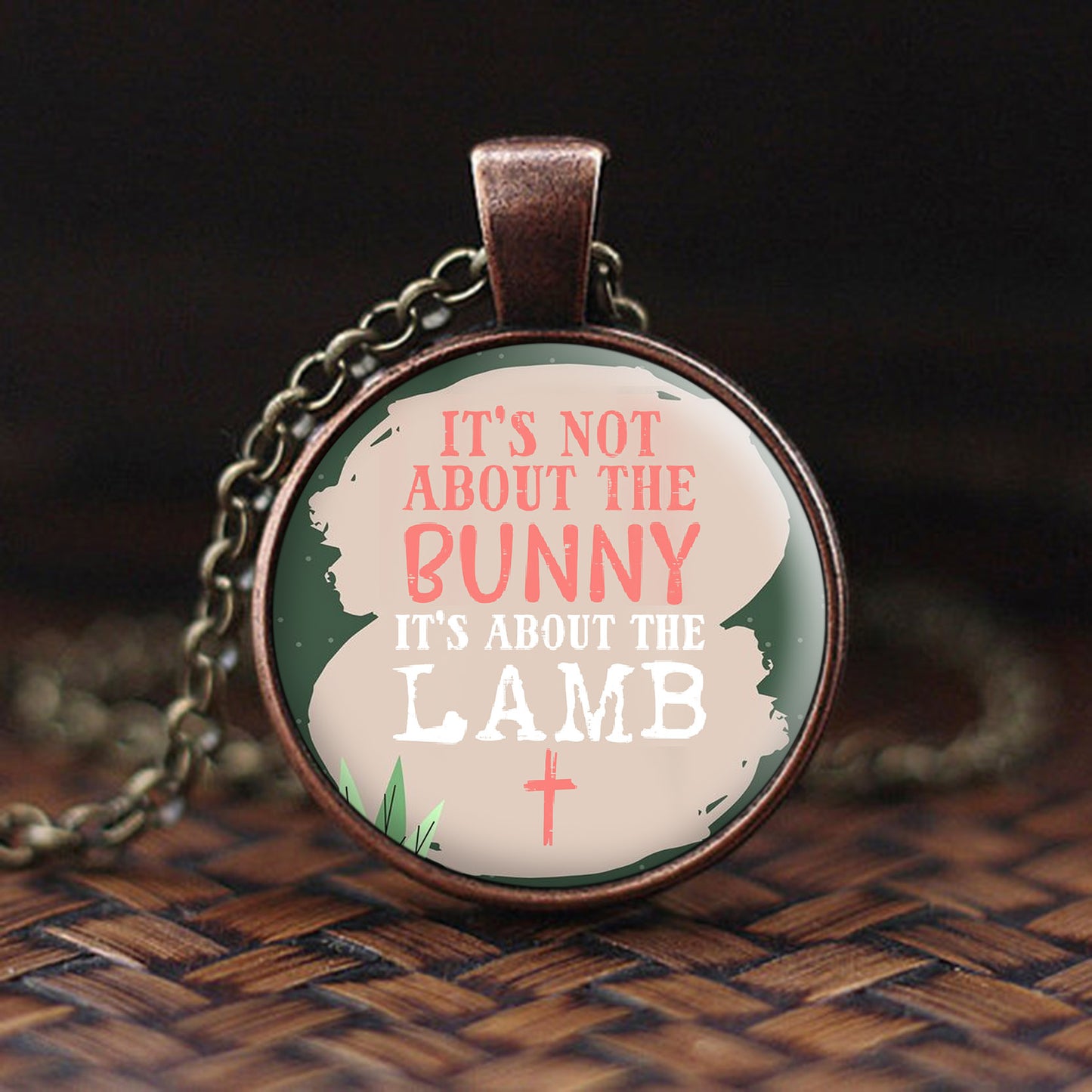 It's Not About The Bunny About Lamb - Religious Pendant - Jesus Necklace - Religious Necklace - Ciaocustom