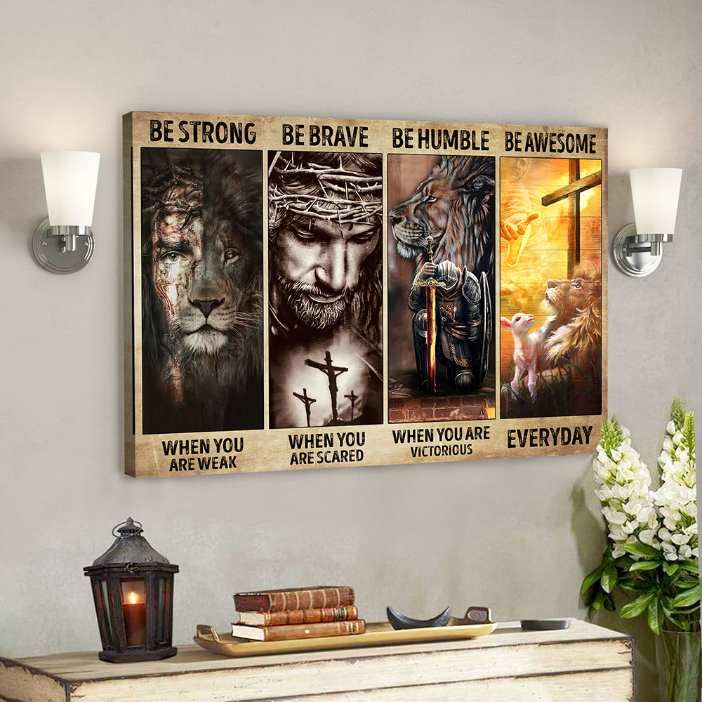 Christian Canvas Wall Art - Bible Verse Canvas Painting - Lion And Jesus Cry Canvas Poster - Ciaocustom