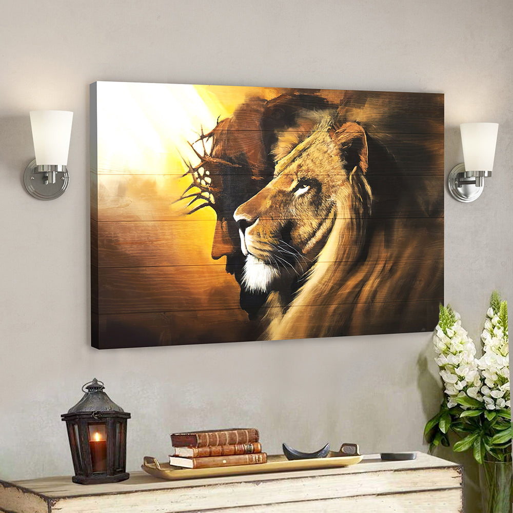Lion Of Judah Wall Art Canvas - Half Jesus Half Lion - Jesus Lion Canvas Poster - Christian Canvas Art - Ciaocustom