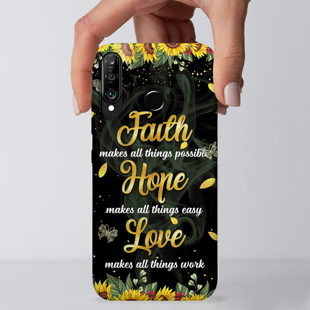 Faith Hope Love - Sunflower - Christian Phone Case - Religious Phone Case - Bible Verse Phone Case - Ciaocustom