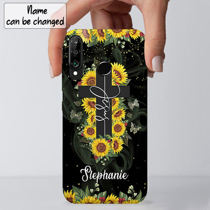Jesus And Cross - Sunflower - Personalized Phone Case - Christian Phone Case - Jesus Phone Case - Bible Verse Phone Case - Ciaocustom