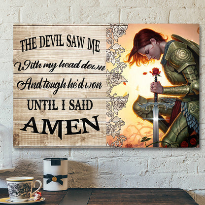 Jesus Poster - Christian Canvas Wall Art - Poster He Though He'd Won Until I Said Amen Canvas Poster - Ciaocustom