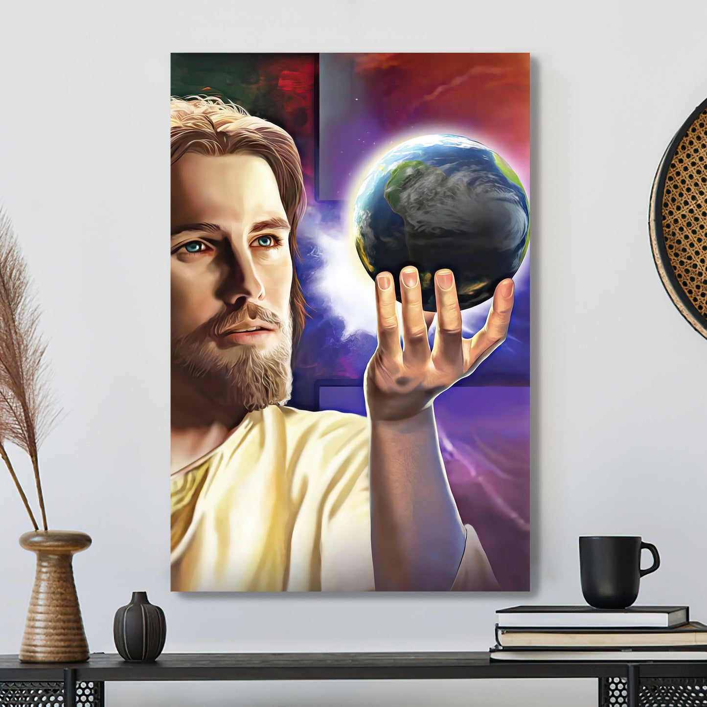 God Holding The Earth In His Hand - Jesus Canvas Art - Jesus Poster - Jesus Canvas - Christian Gift - Ciaocustom