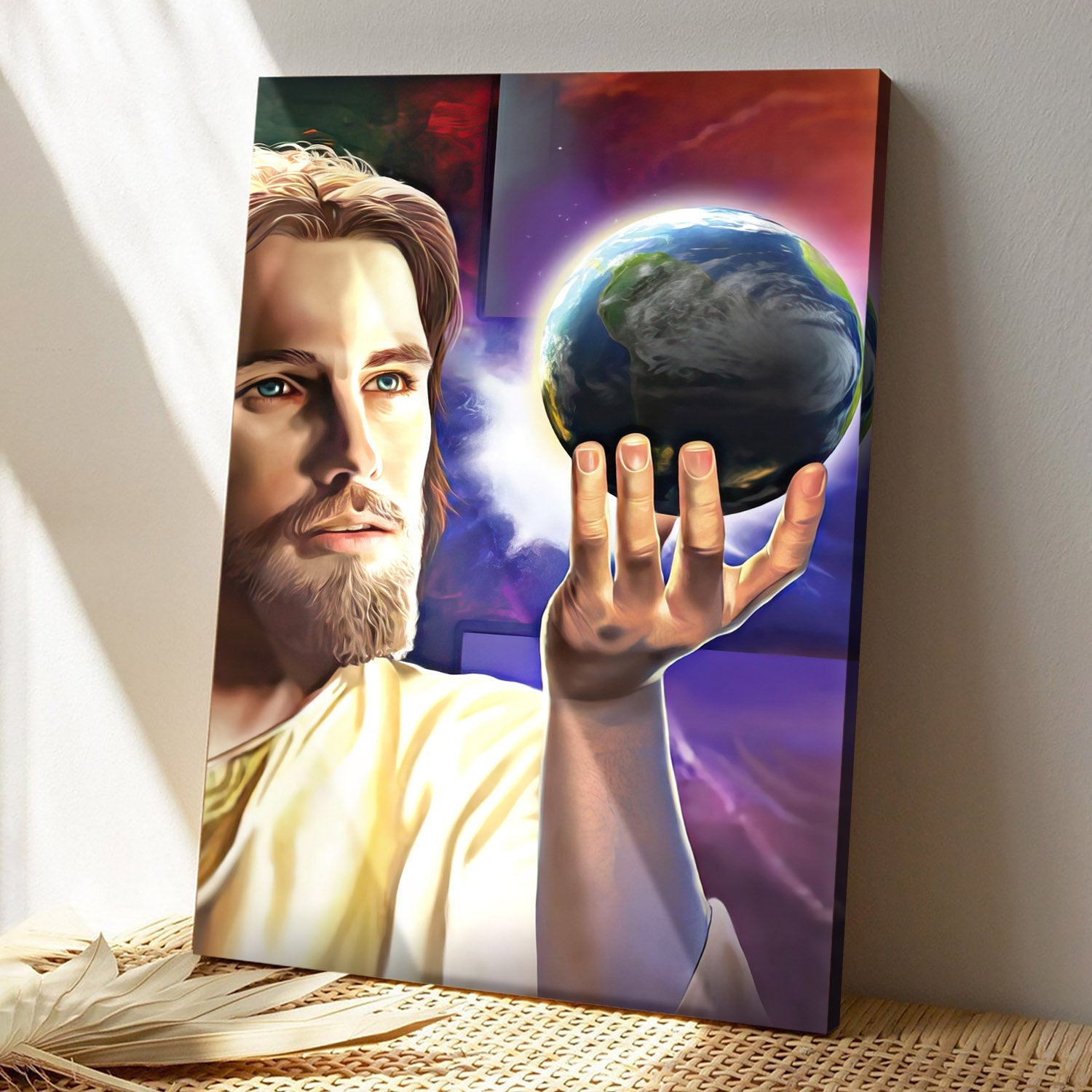 God Holding The Earth In Is Hand - Jesus Canvas Art - Jesus Poster - Jesus Canvas - Christian Gift - Ciaocustom