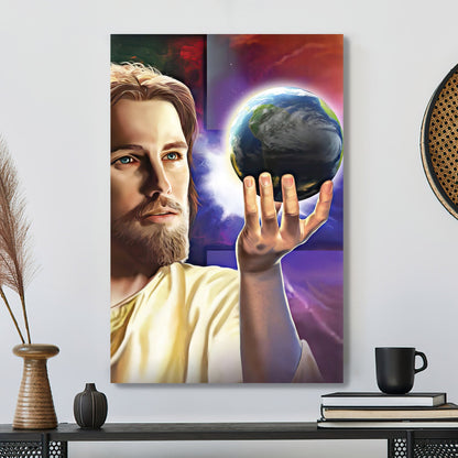 Holding The Earth In His Hand Canvas Wall Art - Ciaocustom