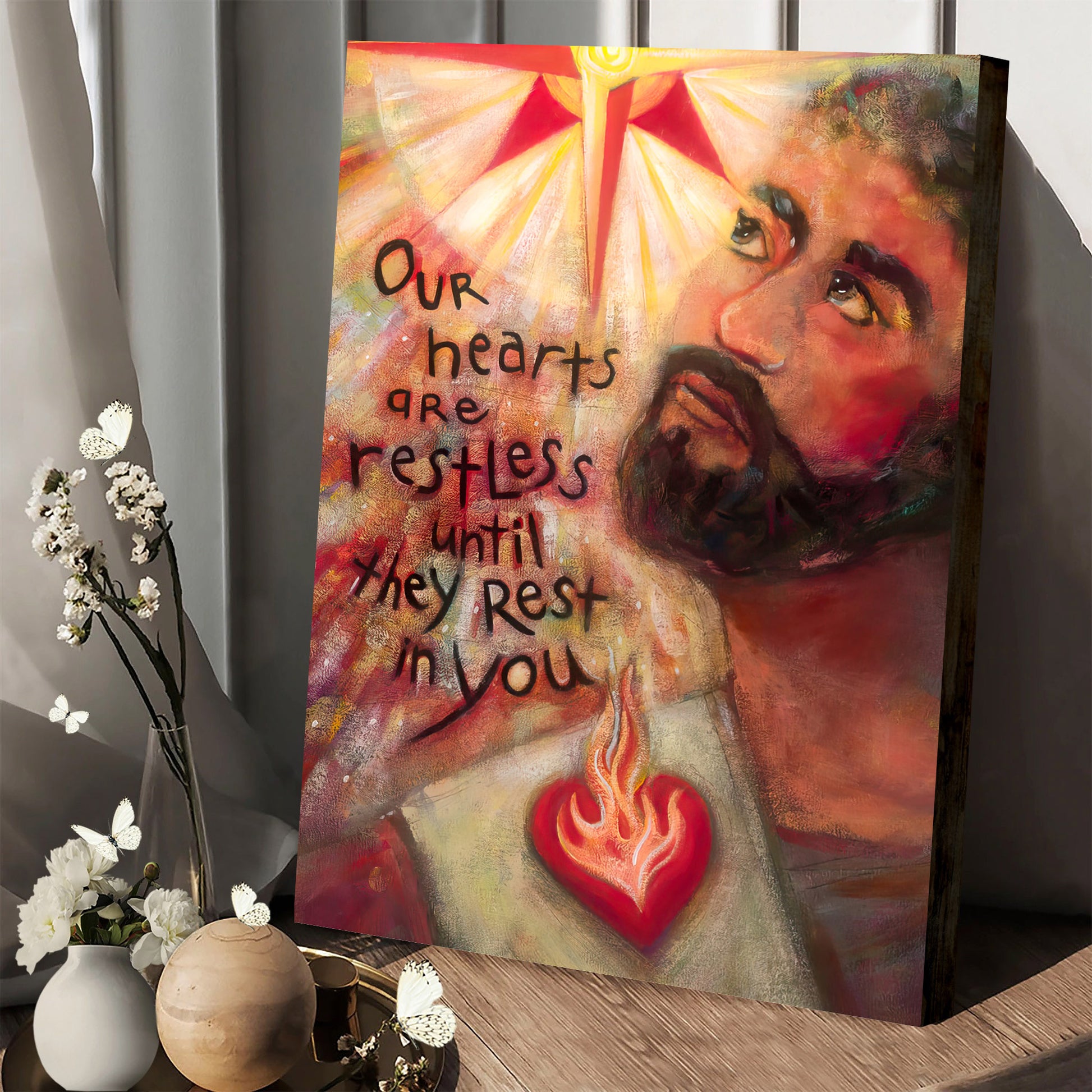 Our Hearts Are Restless Canvas Poster - Religious Wall Decor - Ciaocustom