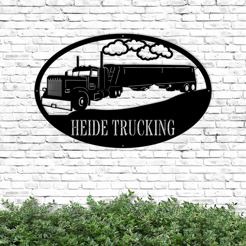 Custom Hopper Trailer Metal Sign - Personalized Metal Truck Wall Art ...