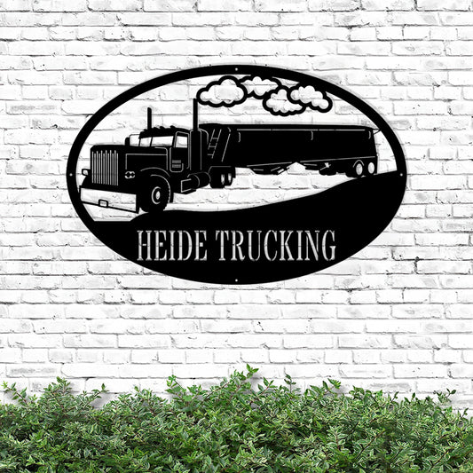 Custom Hopper Trailer Metal Sign - Personalized Metal Truck Wall Art - Metal Truck Decor - Gifts For Truck Drivers