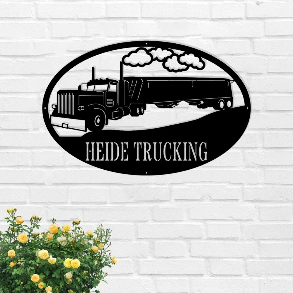 Custom Hopper Trailer Metal Sign - Personalized Metal Truck Wall Art - Metal Truck Decor - Gifts For Truck Drivers
