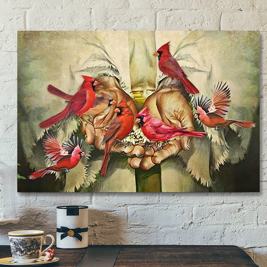 Bible Verse Canvas Painting - Jesus Christ Poster - Two Hand And Red Bird Canvas Poster - Ciaocustom