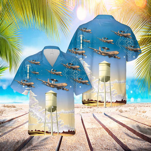 965th Airborne Air Control Squadron 552d Air Control Wing Boeing E-3 Sentry Hawaiian Shirt - Beachwear For Men - Best Hawaiian Shirts