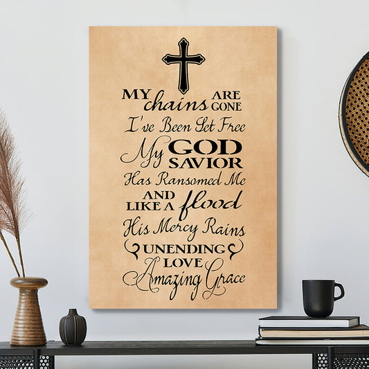Scripture Canvas Wall Art - Bible Verse Wall Art Canvas - Christian Canvas Art - My Chains Are Gone Poster - Ciaocustom