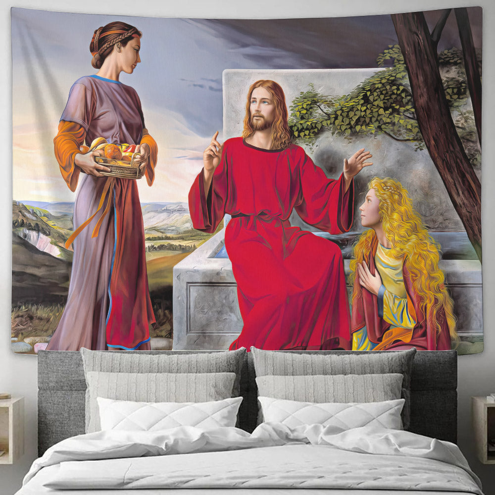 Jesus Martha And Mary - Biblical Tapestries - God Tapestry - Christian Tapestry - Ciaocustom