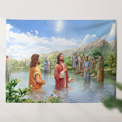 Baptism of Jesus - Biblical Tapestries - Christian Tapestry - Christian Tapestry Wall Hanging - Ciaocustom