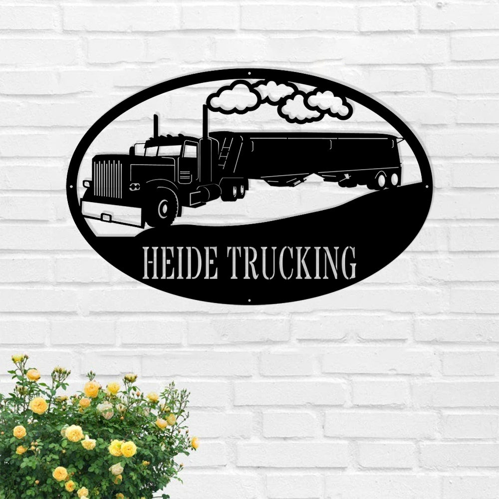 Custom Hopper Trailer Metal Sign - Personalized Metal Truck Wall Art - Metal Truck Decor - Gifts For Truck Drivers