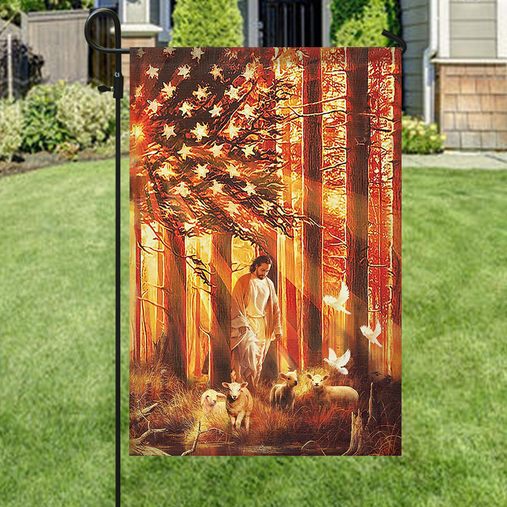 Jesus And Lamb - Garden Flag