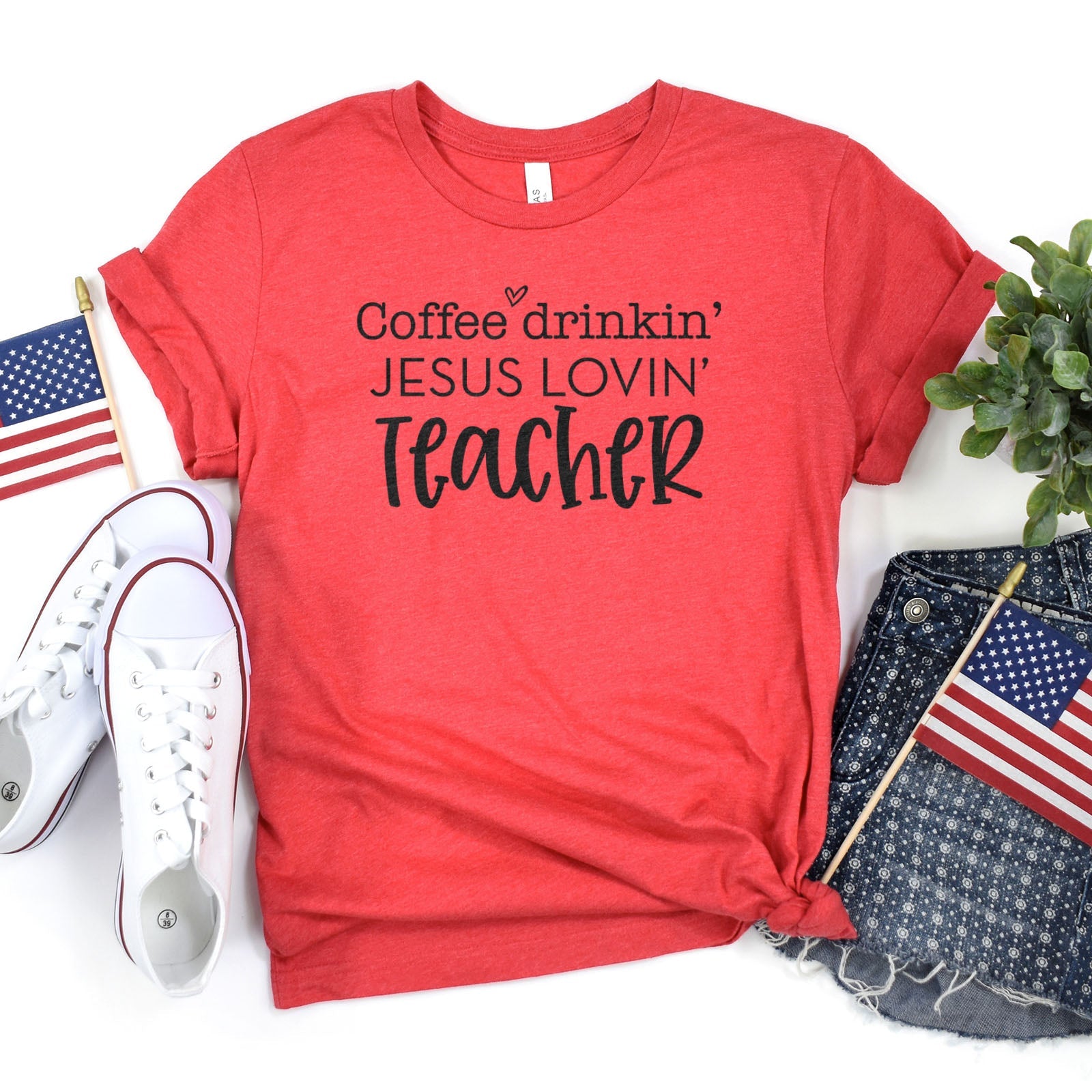 Coffee Drinkin Jesus Lovin Teacher Tee Shirts For Women - Christian Shirts for Women - Religious Tee Shirts