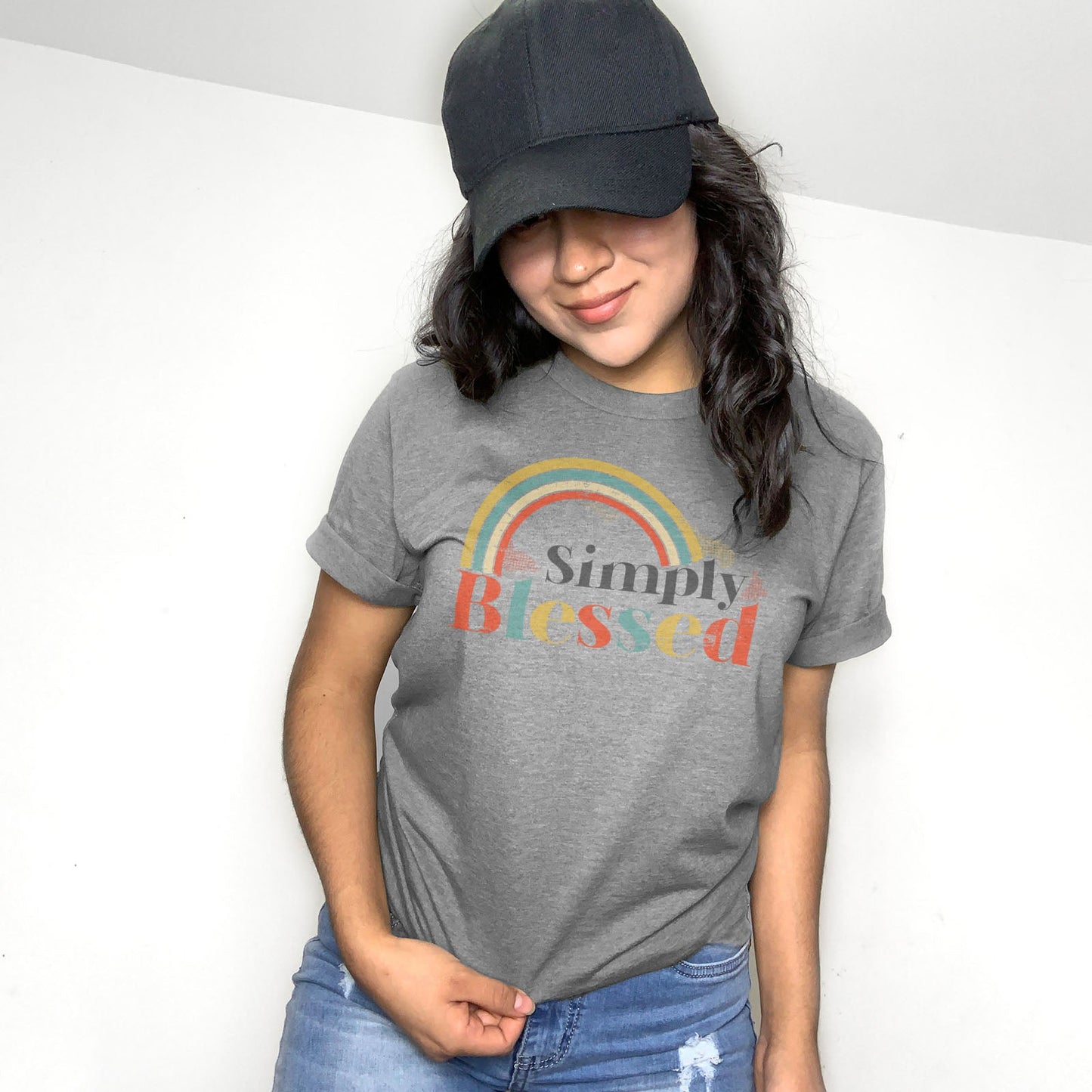 Retro Simply Blessed Tee Shirts For Women - Christian Shirts for Women - Religious Tee Shirts