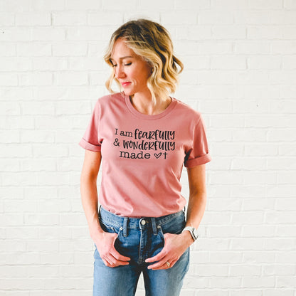 I Am Fearfully And Wonderfully Made Tee Shirts For Women - Christian Shirts for Women - Religious Tee Shirts