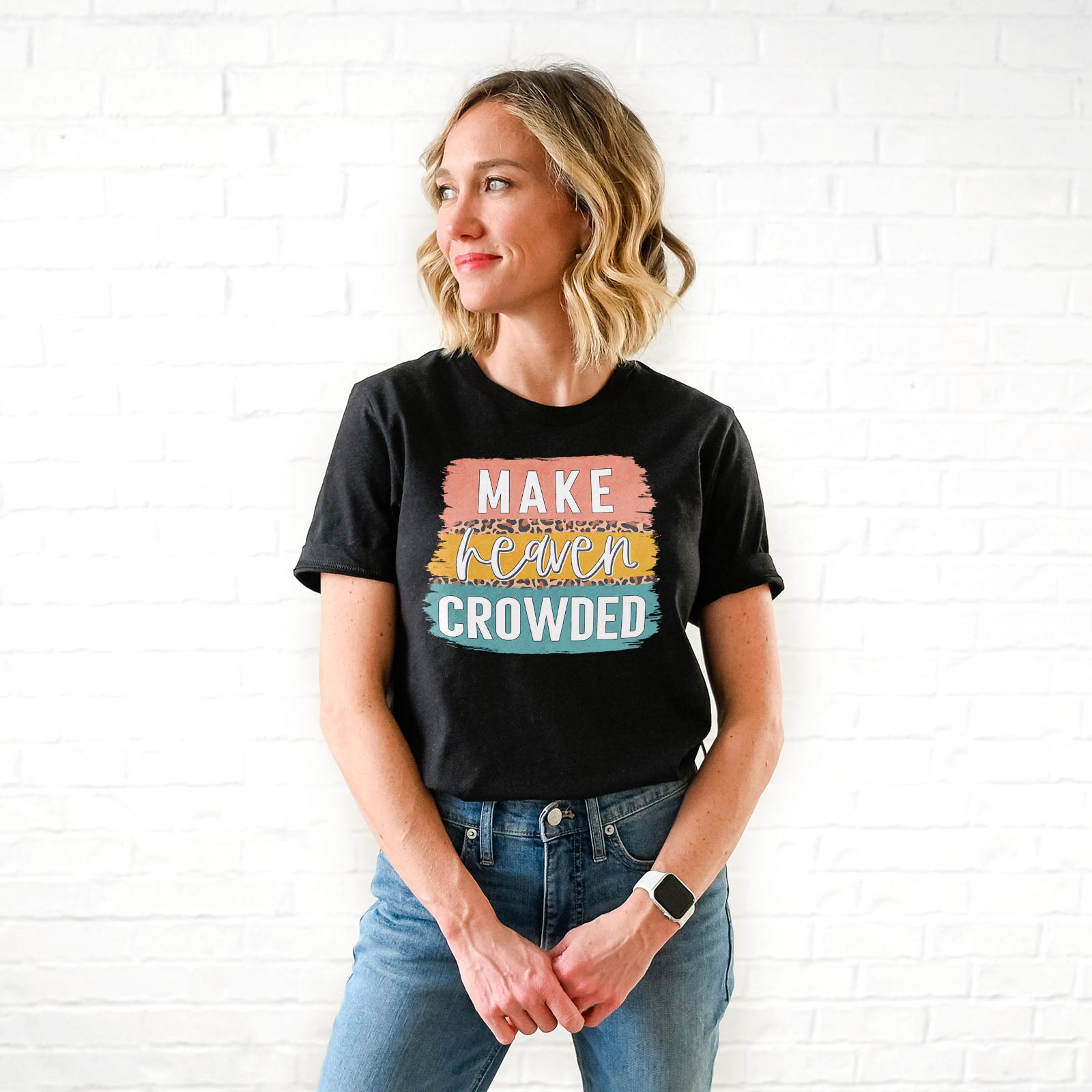 Make Heaven Crowded Brush Block Tee Shirts For Women - Christian Shirts for Women - Religious Tee Shirts