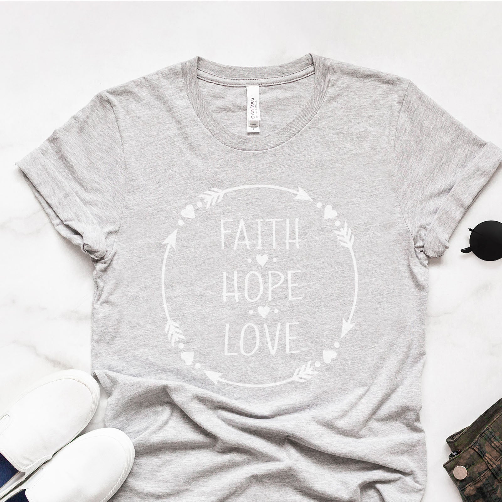 Faith Hope Love Tee Shirts For Women - Christian Shirts for Women - Religious Tee Shirts