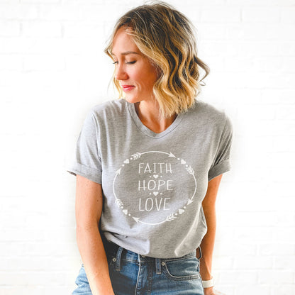 Faith Hope Love Tee Shirts For Women - Christian Shirts for Women - Religious Tee Shirts