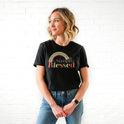 Retro Simply Blessed Tee Shirts For Women - Christian Shirts for Women - Religious Tee Shirts