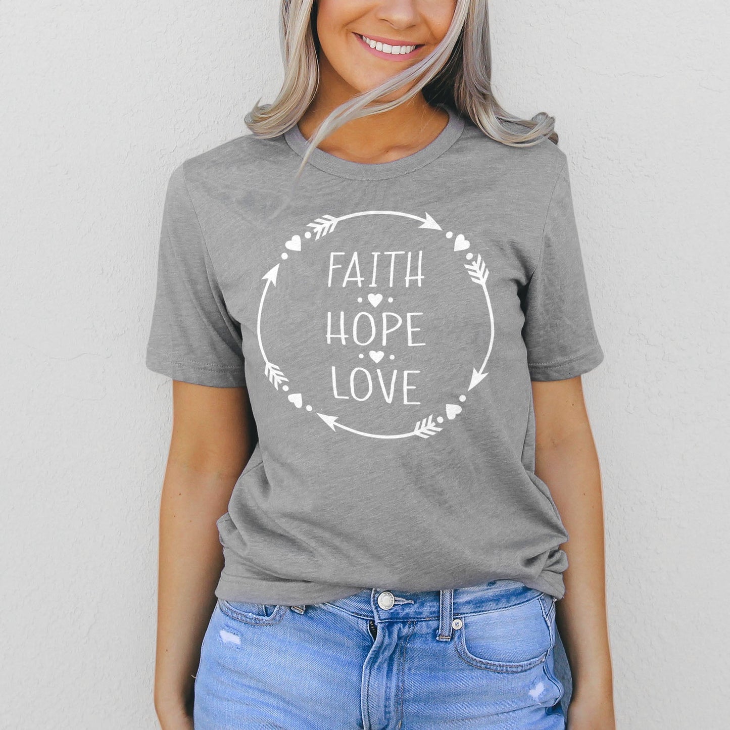 Faith Hope Love Tee Shirts For Women - Christian Shirts for Women - Religious Tee Shirts