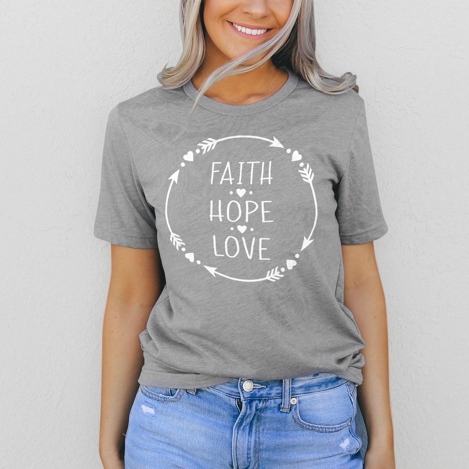 Faith Hope Love Tee Shirts For Women - Christian Shirts for Women - Religious Tee Shirts