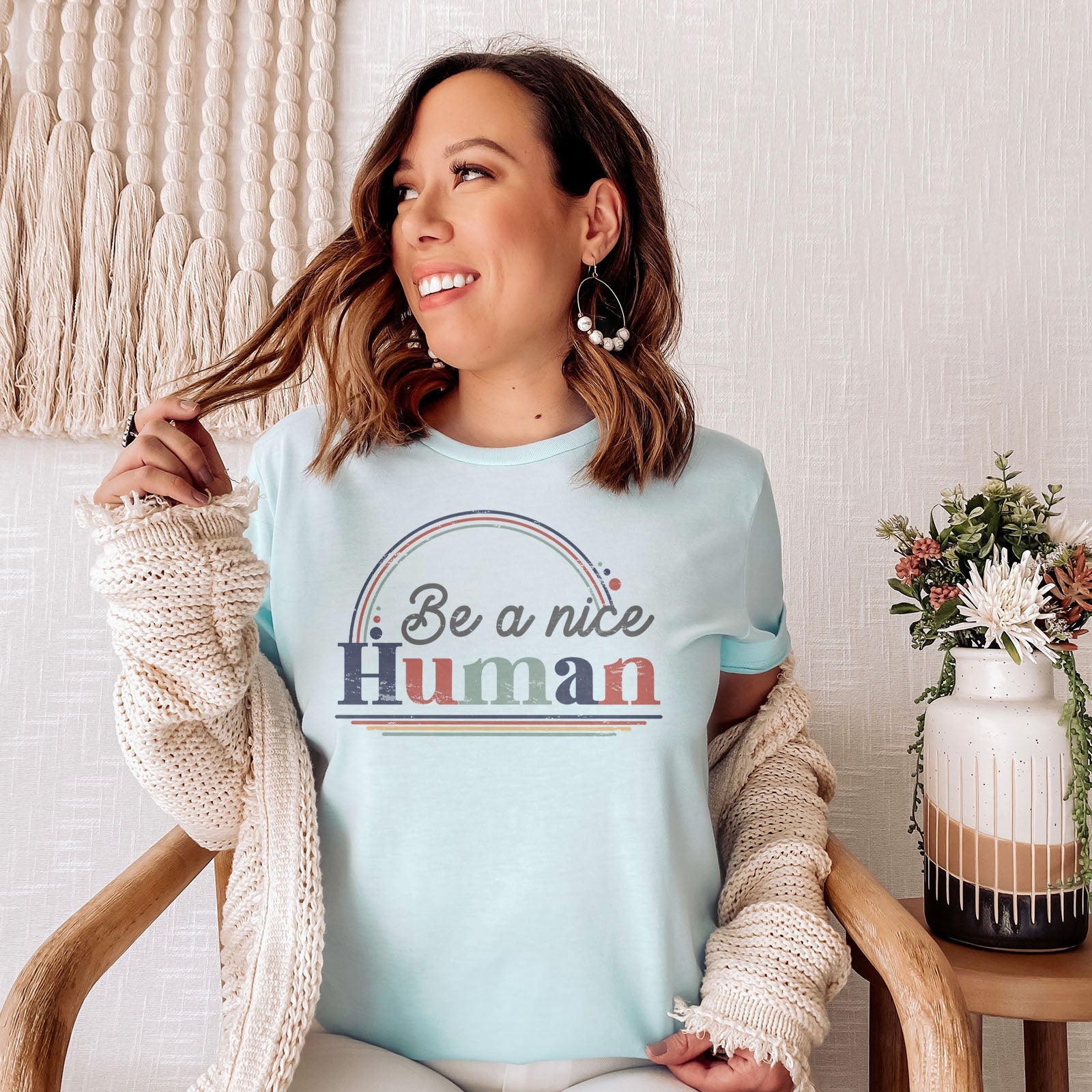 Be A Nice Human Tee Shirts For Women - Christian Shirts for Women - Religious Tee Shirts