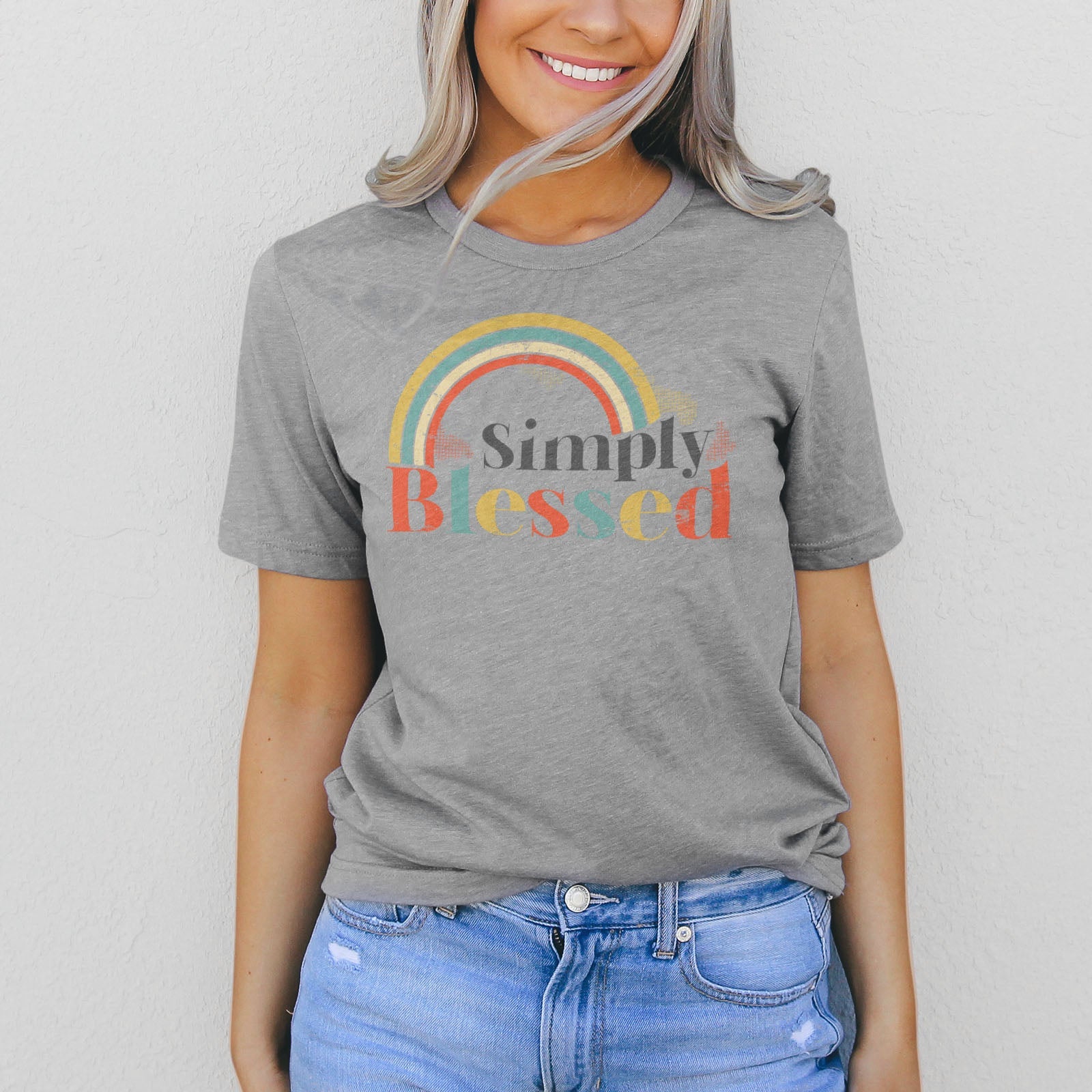 Retro Simply Blessed Tee Shirts For Women - Christian Shirts for Women - Religious Tee Shirts