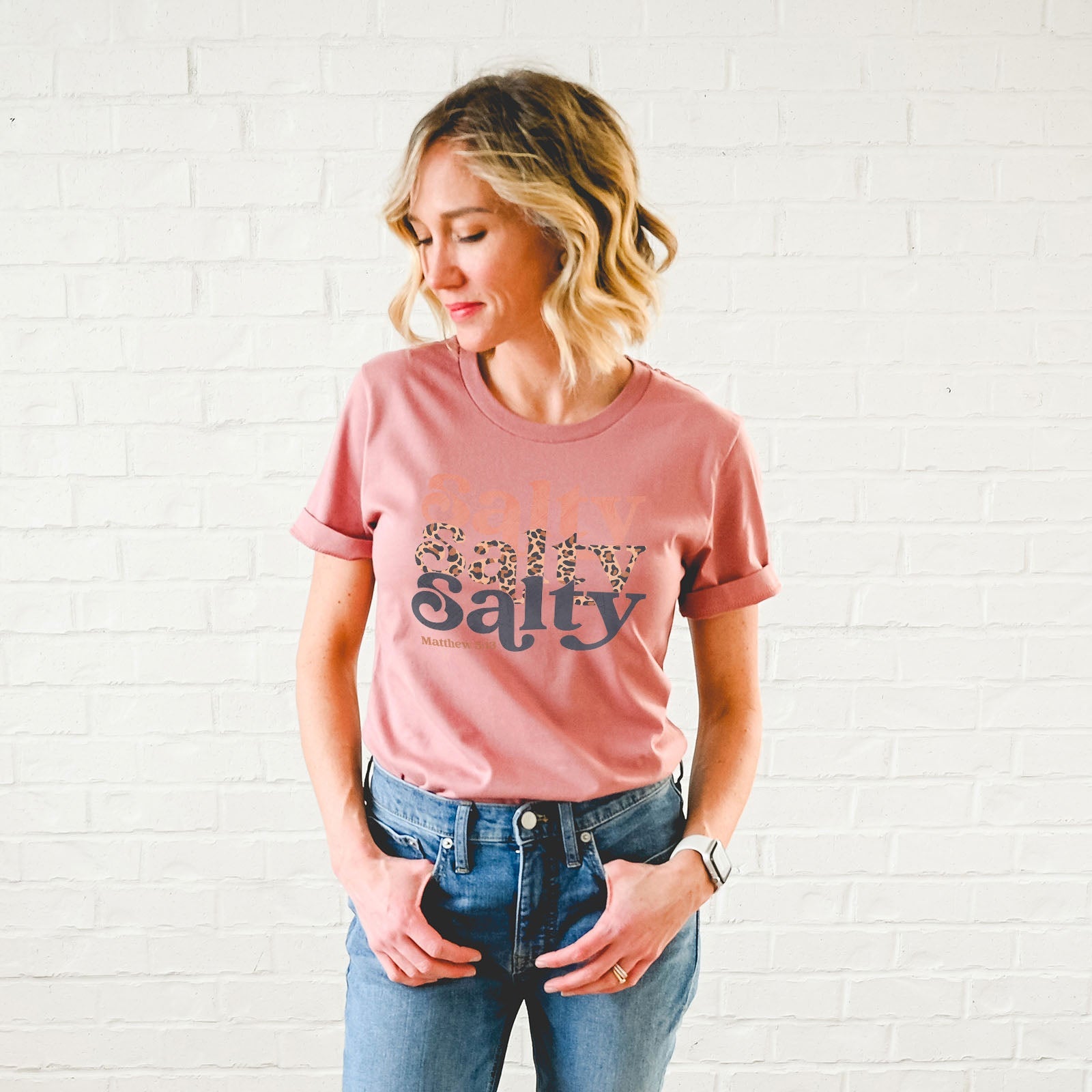 Salty Stacked Leopard Tee Shirts For Women - Christian Shirts for Women - Religious Tee Shirts