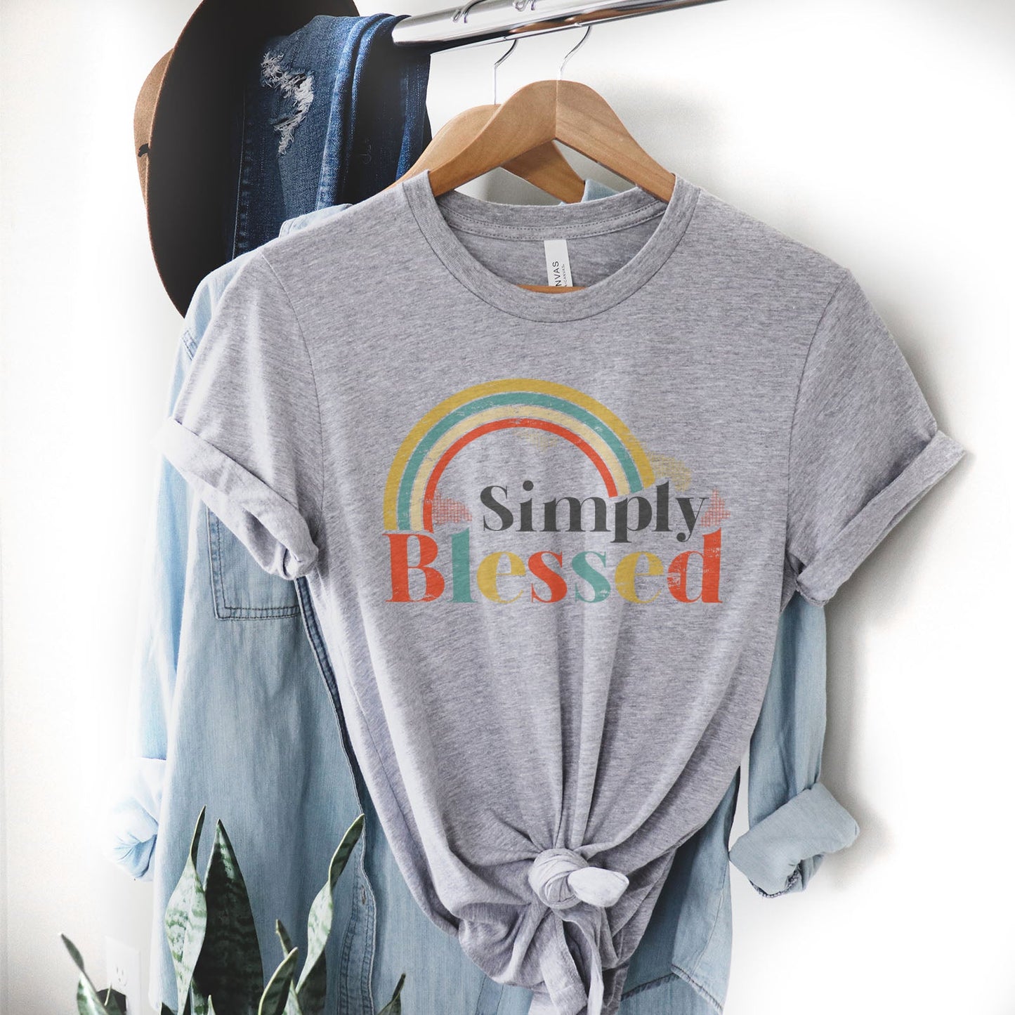 Retro Simply Blessed Tee Shirts For Women - Christian Shirts for Women - Religious Tee Shirts