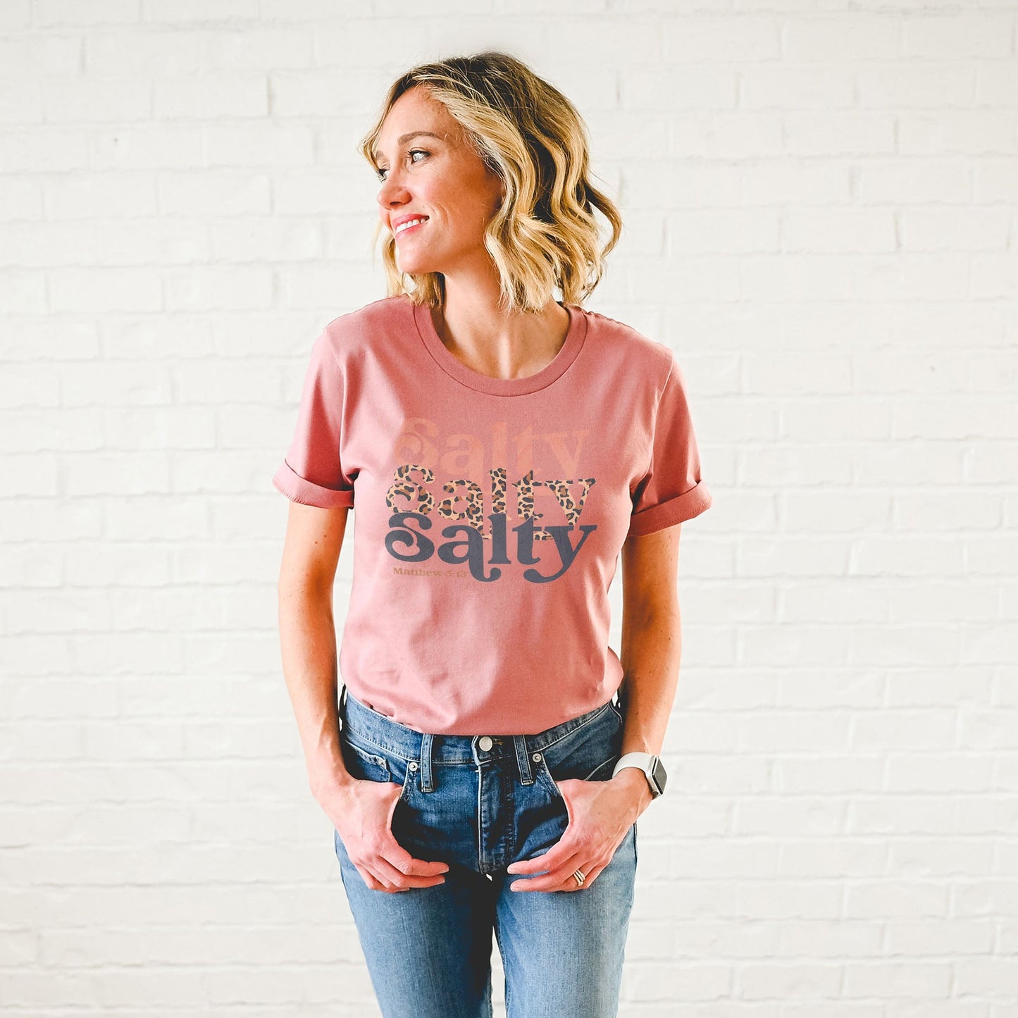 Salty Stacked Leopard Tee Shirts For Women - Christian Shirts for Women - Religious Tee Shirts