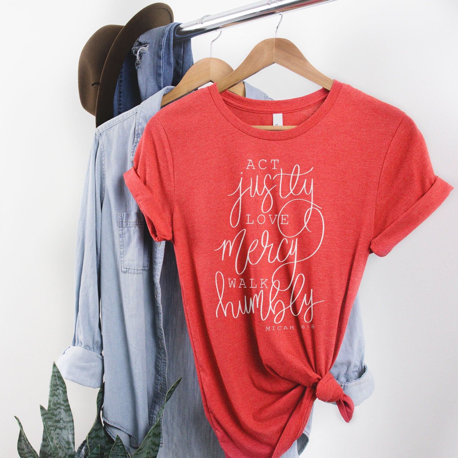 Micah 6:8 Act Justly Love Mercy Walk Humbly Tee Shirts For Women - Christian Shirts for Women - Religious Tee Shirts