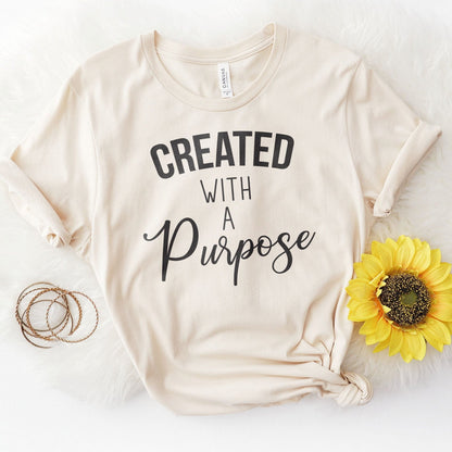 Created With A Purpose Bleach Tee Shirts For Women - Christian Shirts for Women - Religious Tee Shirts