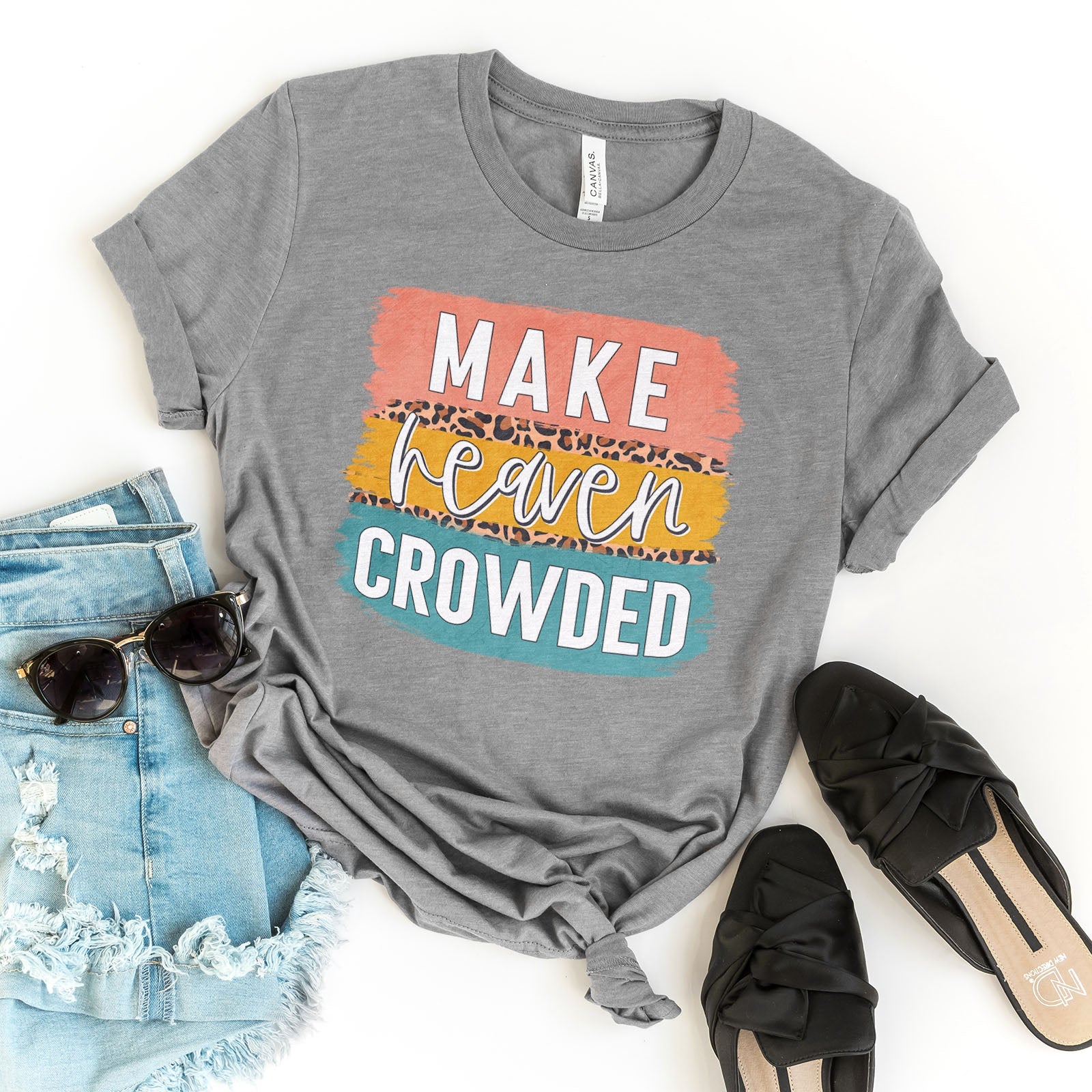 Make Heaven Crowded Brush Block Tee Shirts For Women - Christian Shirts for Women - Religious Tee Shirts