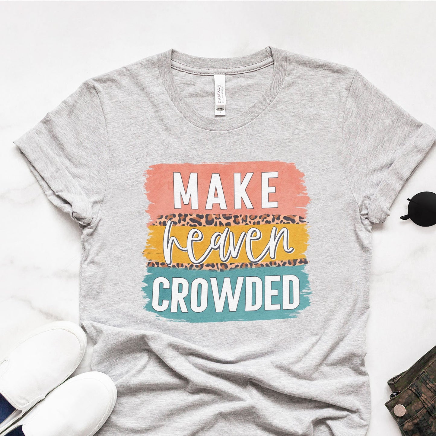 Make Heaven Crowded Brush Block Tee Shirts For Women - Christian Shirts for Women - Religious Tee Shirts