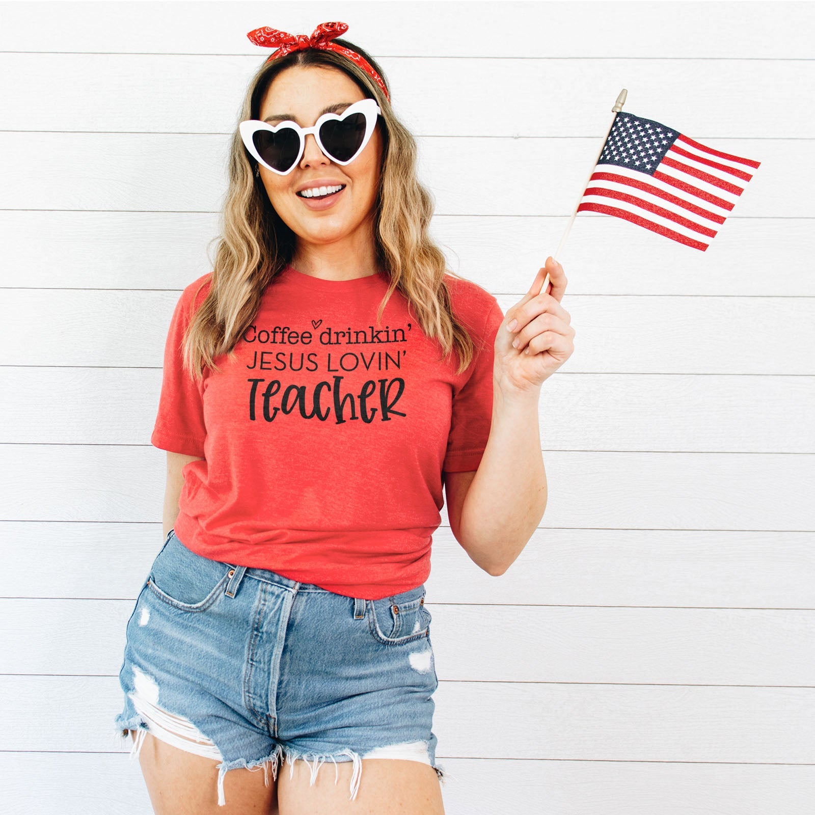 Coffee Drinkin Jesus Lovin Teacher Tee Shirts For Women - Christian Shirts for Women - Religious Tee Shirts