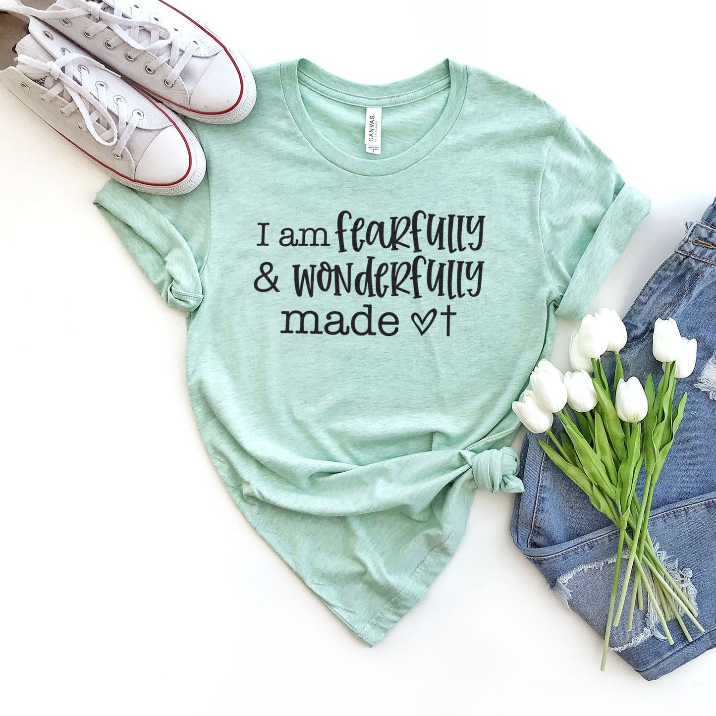 I Am Fearfully And Wonderfully Made Tee Shirts For Women - Christian Shirts for Women - Religious Tee Shirts