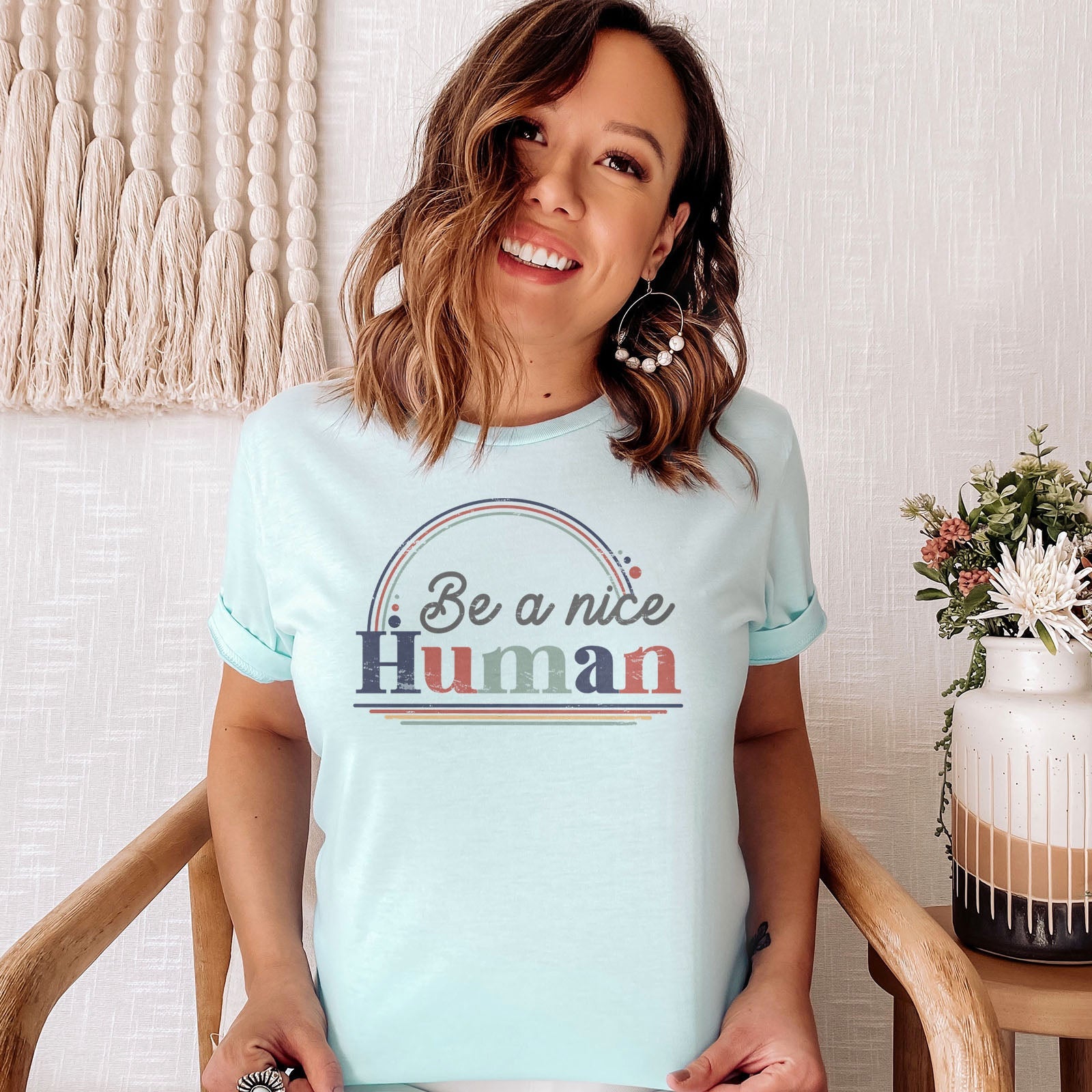 Be A Nice Human Tee Shirts For Women - Christian Shirts for Women - Religious Tee Shirts